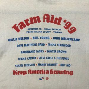 1999 Farm Aid Virginia T shirt Tee XL White Single Stitch Vintage Willie Neil PP